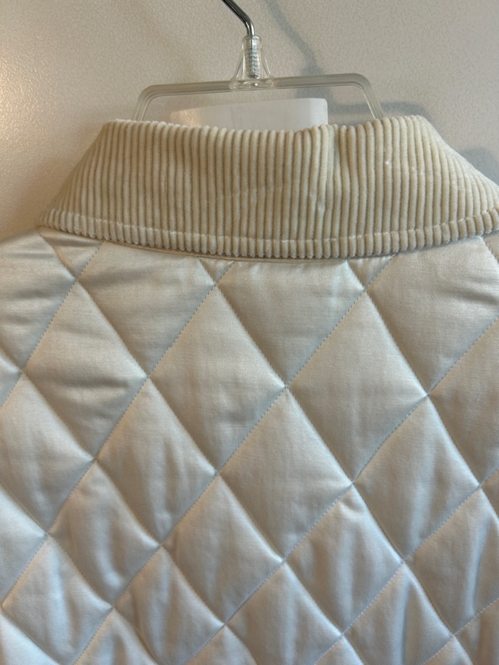 Lauren Ralph Lauren Cream Quilted Puffer Jacket with Corduroy Collar #052 - Picture 8 of 14